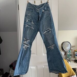 American eagle size 18 next level stretch super high rise flare blue jeans